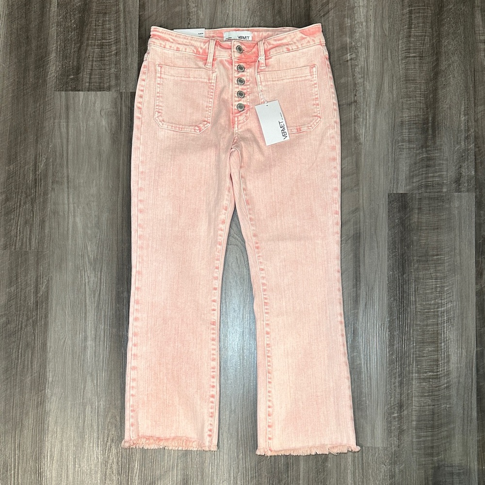VERVET BY FLYING MONKEY Light Pink Wide Leg Flare Jeans